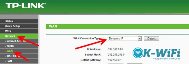 Получение динамического IP на TP-Link